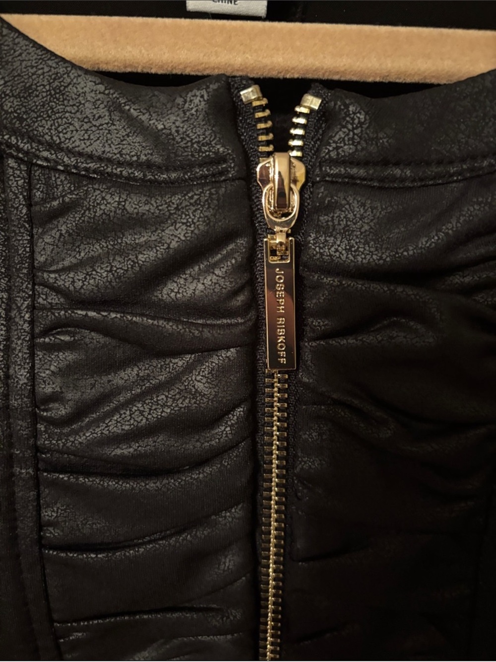 Joseph Ribkoff Black Leather Ruffle-Front Jacket - Picture 4 of 4